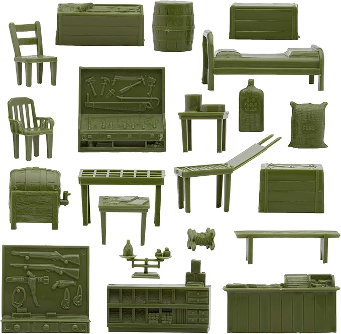 BMC Classic Marx Military Base Camp - 44pc Plastic Army Men Playset Accessories