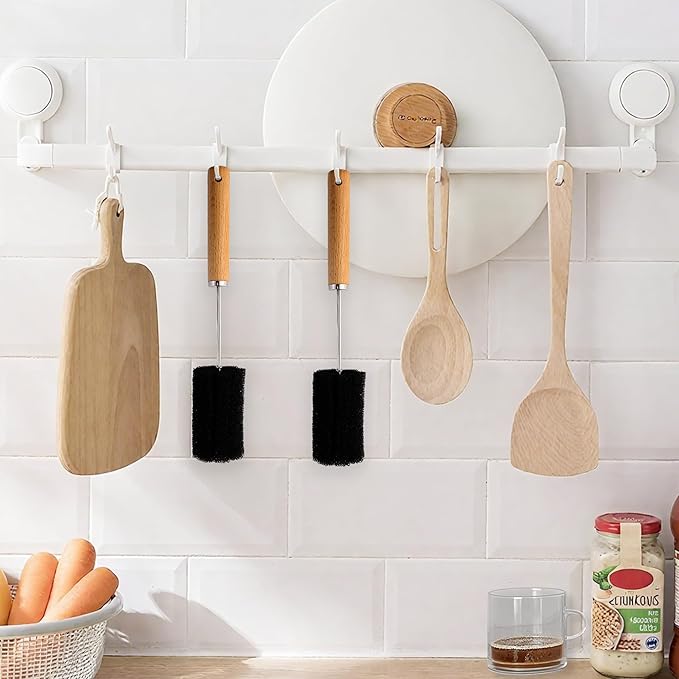 Water Bottle Cleaner Brush Baby Bottle Cleaner Brush Set Long Handle Sponge Cleaning Brush for Beer Bottles, Cups, Wine Glasses, Coffee Mugs, Tumblers, Thermos,Replaceble Brush Head (3-Pack)