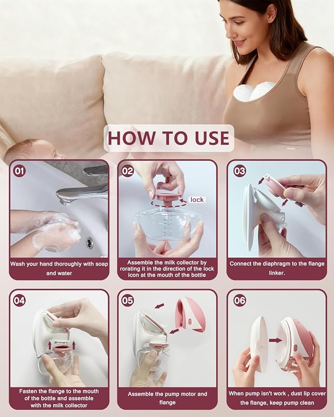 2 Pack 24mm Full Breast Pump Kits Compatible with Momcozy Upgraded Mobile Flow M9, Upgraded M9 Full Set Parts Including 24mm FlnageX2, Red ValveX2, Red DiaphragmX2, Container with Silicone LipX2