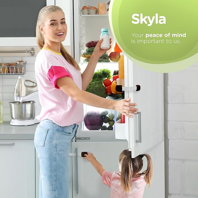 Baby Proofing Child Safety Locks (2 Pack) by Skyla Homes - The Safest, Quickest and Easiest 3M Adhesive Cabinet Latches, No Screws & Magnets, Multi-Purpose for Furniture, Kitchen, Ovens, Toilet Seats