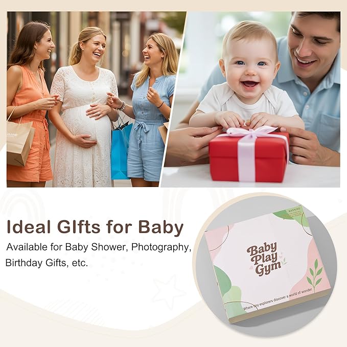 Baby Play Gym Mat Tummy Time Mat, Washable Baby Activity Play Mat for Sensory, Visual, Hearing, Touch Development, Baby Toys Shower Gift for Newborn