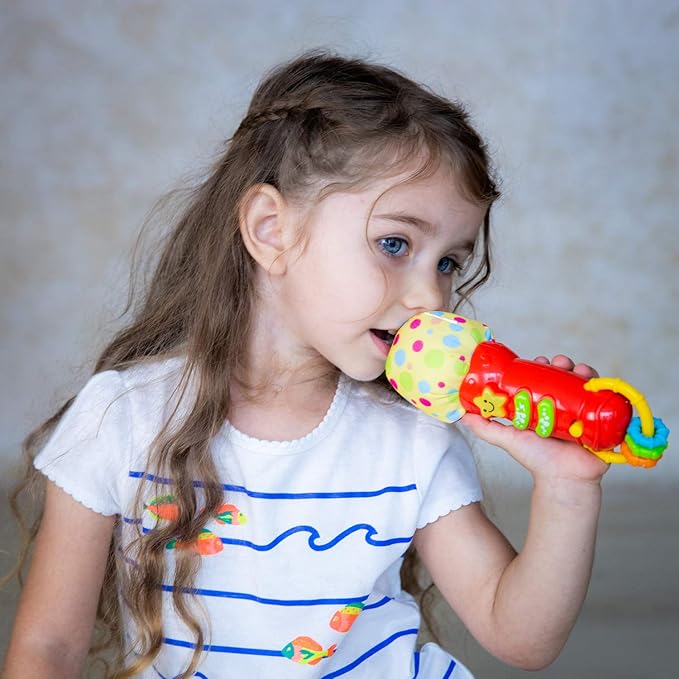 Baby Microphone Toy. My First Kids Microphone with Sounds and Teethers/Rattle. Battery Operated Toy for Toddlers and Babies 3-36 Months