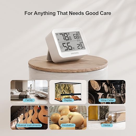 Temperature Hygrometer Monitor, Hygrometer Thermometer, Remote APP Control Greenhouse Accessories Room Temperature Monitor, Room Thermometer for Baby Nursery, 1 Years Data Storage Export, LCD