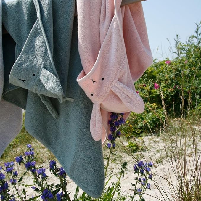 Baby Hooded Towel – Organic Cotton Baby Bath Towels, 32" x 32" Super-Soft and Absorbent Baby Towels for Newborn 2-Pack (Rabbit Blush)