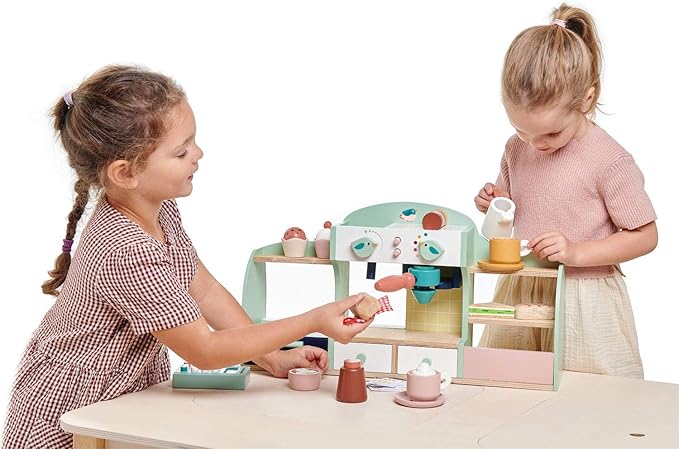 Tender Leaf Toys - Bird's Nest Café - 40 Pcs One-Stop Pretend Play Coffee Shop for Kids, Bakery and Cafe Set with Accessories - Promote Imaginative and Social Skills Development - Age 3+