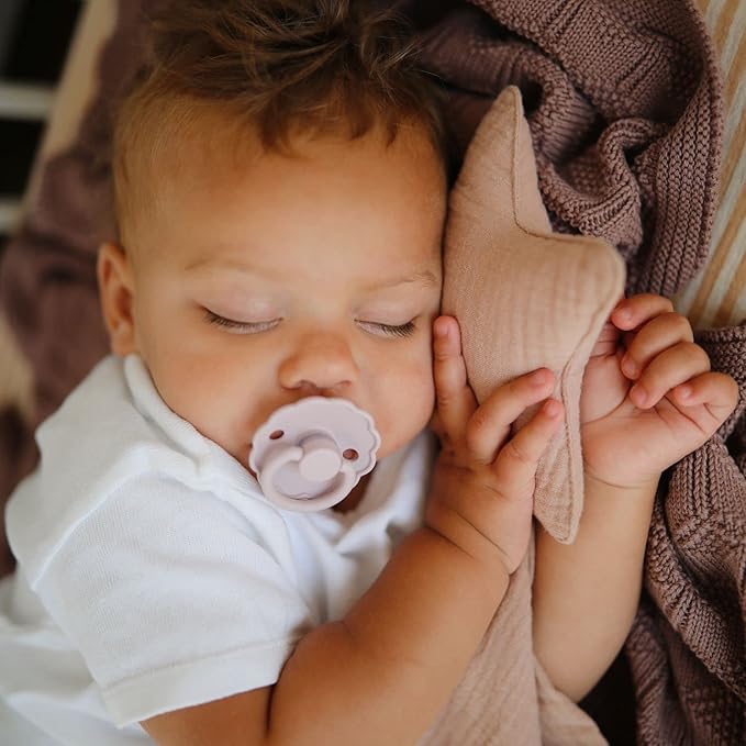 FRIGG Daisy SilkySoft Silicone Baby Pacifier | Made in Denmark | BPA-Free (Baked Clay/Cream, 6-18 Months)