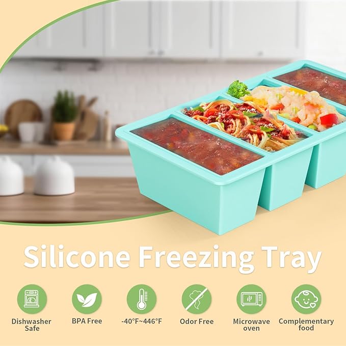 Silicone Freezer Tray for Sauce Cube: GGOW Silicone Freezing Tray for Broth Soup Storage - Freeze 250mL 125mL Souped Portion