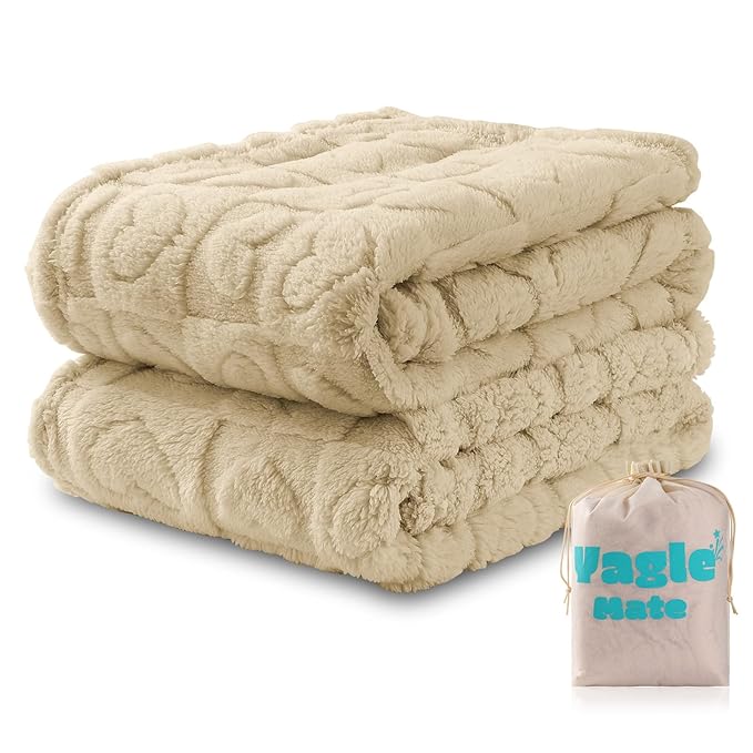 2 Pcs Cream White Small Blanket for Kids Soft Cozy Throw Blankets for Bed, Cute Small Travel Blanket, 40 X 50