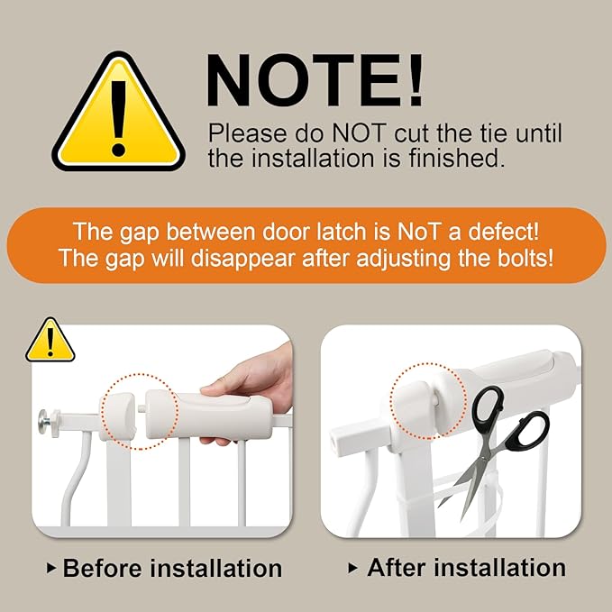 Baby Gate for Stairs No Drill 43.31-48.03 Inch,Pressure Mounted Metal Child Safety Dog Gates for Doorways,Walk Through Pet Gate Indoor Auto Close,White