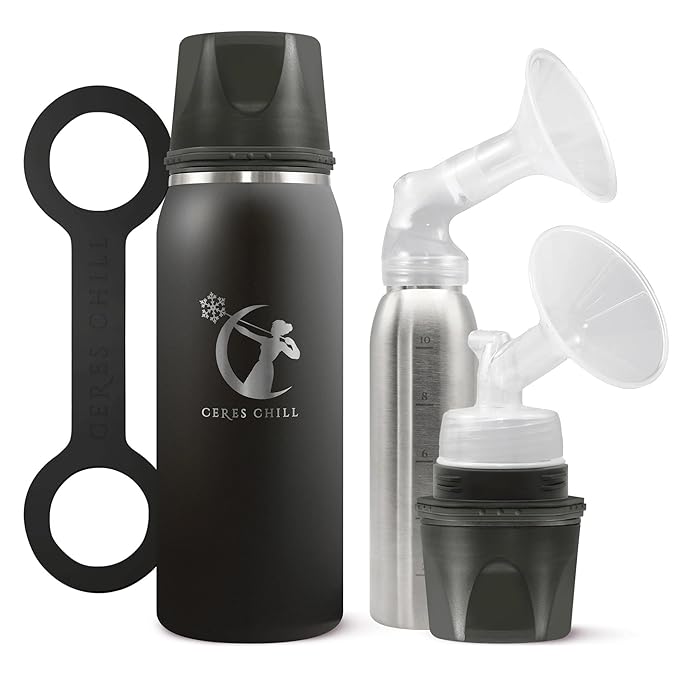 Ceres CHILL OG Breastmilk Chiller & Warmer – 12–34oz Portable Breast Milk Cooler, Storage & Baby Bottle for Travel, Work or On-The-Go – Pump Compatible Container – 0 Dark 30 Midnight Black