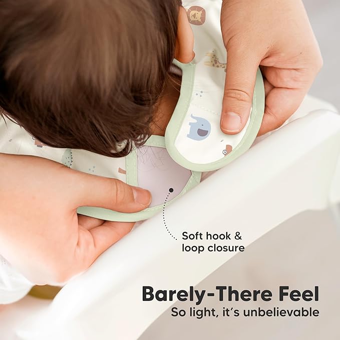 3-Pack Waterproof Baby Bibs for Eating - Lightweight Toddler Feeding Bibs with Large Food Catcher, Mess Proof, Food-Grade Baby Eating Essentials, Easy to Put On & Clean (Wilderness)