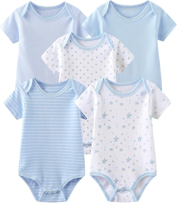 Chamie Newborn Baby Cute Design Bodysuit Short Sleeve One-Piece Baby Clothes for Boys and Girls