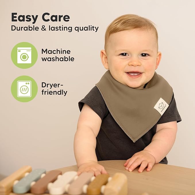 8-Pack Organic Baby Bandana Bibs for Boys, Girls - Super Absorbent Triangle Baby Bibs for Drooling and Teething Infant, 100% Cotton Extra Soft for Newborn, Infant 0-36 Months (Terracotta)