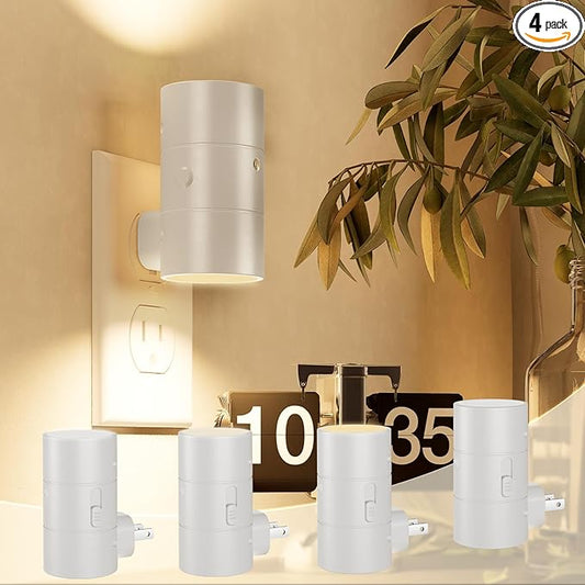 NIORSUN Night Lights Plug into Wall, Dimmable with 3 Color Modes & Auto On/Off Sensor, Ultra-Slim Nightlight for Hallway, Bathroom, Bedroom, Nursery, Kitchen (4 Pack, White)