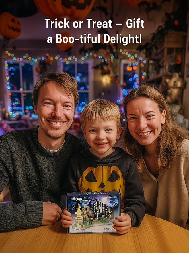 Magnetic Blocks -137PCS Lights Halloween Building Blocks,World Magnetic Tiles Kids Build Cubes 3+,STEM Toys for 3-5 4-8 5-7 Year Old Boys,Sensory Creative Activities Birthday Gift