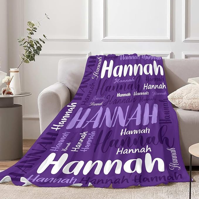 Personalized Custom Baby Blanket with Name for Girls Boys Kids Customized Flannel Blanket for Bed Nursery Room Baby Stroller