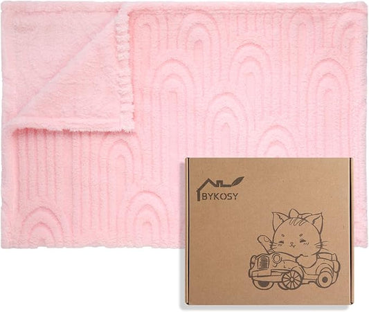 Ultra Soft Fleece Baby Blanket,Swaddle & Receiving Blankets for Newborn Infant, Lightweight Breathable Nursery Nap Blanket for Crib Stroller, for Boys & Girls Rainbow 30"x40" Light Pink