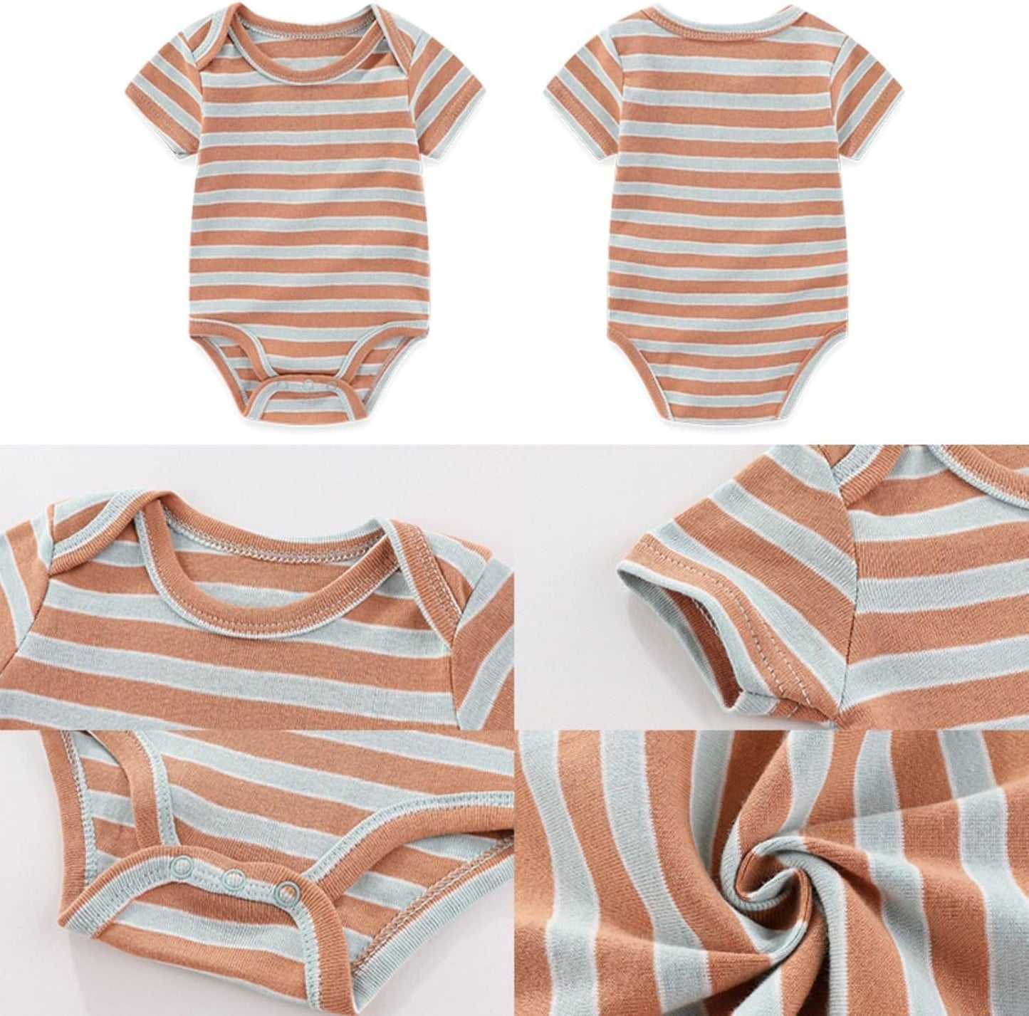 Four Seasons Baby Boy Girl Bodysuits 5-Pack Cotton Comfort Short Sleeve Baby Clothes Soft Infant Outfits