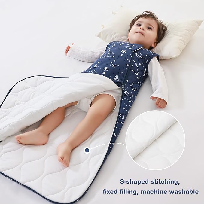 Mosebears Unisex Rayon Made from Bamboo Sleep Sack with 2-Way Zipper,2.5 Tog Baby Winter Sleep Sack(Navy Blue,0-6 Months)