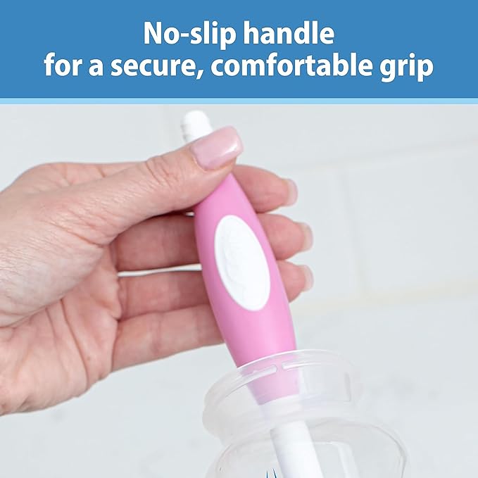Dr. Brown's Soft Touch No Scratch Baby Bottle Cleaning Brush Nipple Cleaner with Stand and Storage Clip, BPA Free, Pink 4-Pack