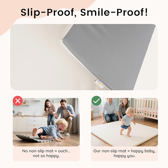 INNO STAGE Baby Play Mat 50x50 Inches, 1-Inch Thick Foam Play Mat for Babies & Kids – Extra Soft & Durable Padded Baby Mat for Floor, Non-Slip Crawling Mat for Playpen, Tummy Time, Yoga & Playroom