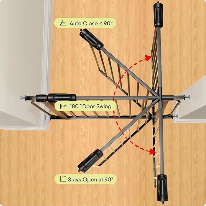 Extra Wide Baby Gate 85.8-90.5 Inch, Pressure Mounted No Drilling, for Stairs & Doorways, Metal Black Indoor Safety Gate for Kids and Dogs