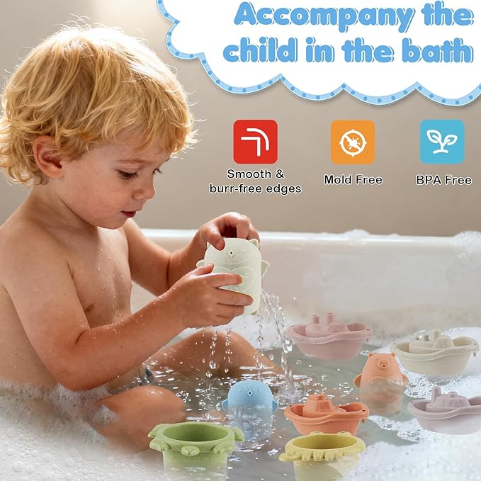 Bath Toy for Kids Toddlers Baby Bath Toys Set with Water Squirt Floating Animals Educational Bathtub Playtime Fun Gifts for Boys Girls Children