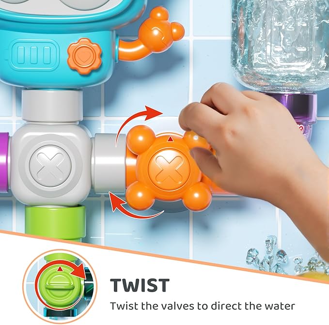 Bath Toys for Kids Ages 4-8, DIY Assembly Water Pipe Building Kit, Interactive Water Toy for Toddlers 3-5, Educational STEM Learning Gift for Boys and Girls
