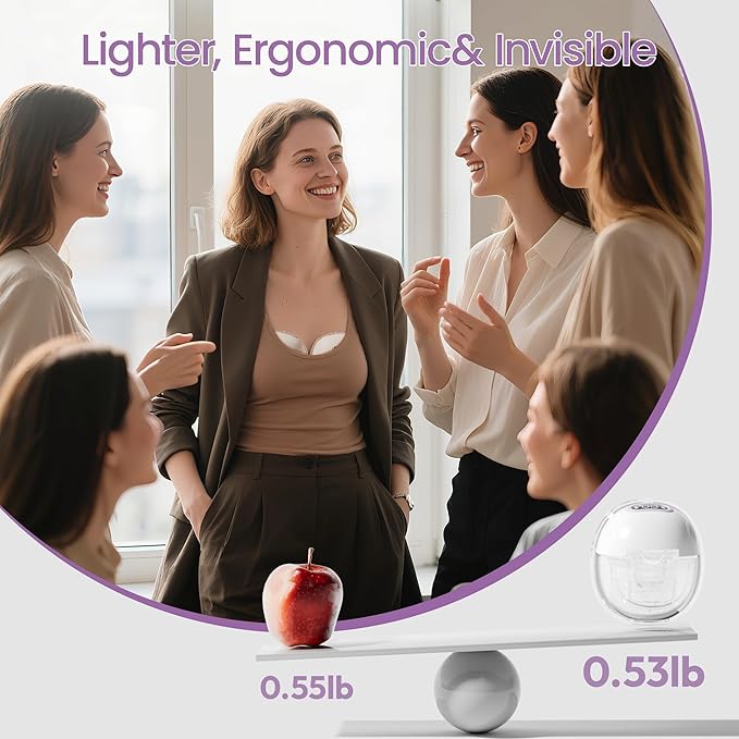 Lucina Breast Pump Hands Free, Wearable Breastfeeding Pump with 4 Modes & 9 Levels, Portable Electric Breast Pump, Strong Suction, Discreet & Smart Display, 19/21/24mm Insert/Flange, 2 Pack