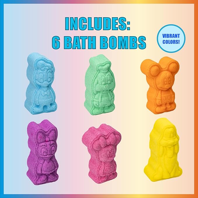 Mickey Minnie and Friends Bubblegum Scented Bath Bombs - Ages 3+ Character Molded Bath Bombs – Fun & Bright Colors by Townley Girl