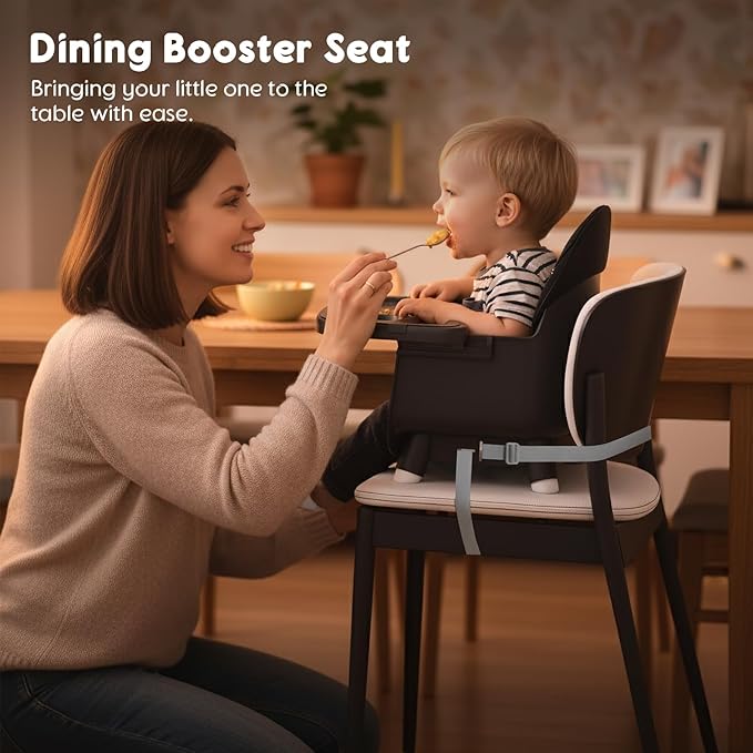 6 in 1 Baby High Chair, Convertible Highchair for Babies and Toddlers (Black)