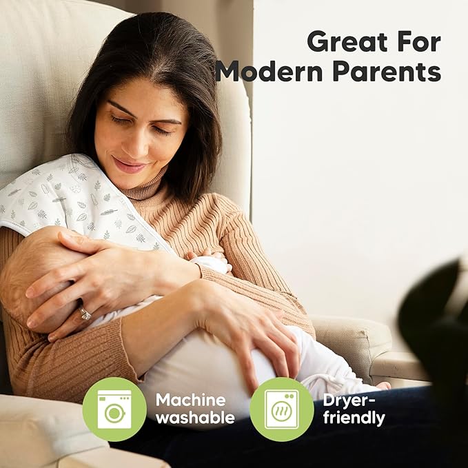 Organic Burp Cloths Baby Boy & Girl - 5-Pack Super Absorbent Cotton Burping Cloths for Babies, Soft & Plush Newborn Spit Up Rags, Infant Towels for Milk Spit Up, Unisex, Large 21" x 10" (Wilderness)