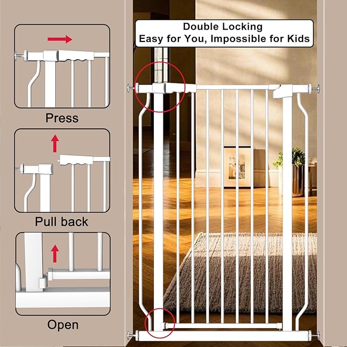 Extra Tall 40.55" Gate, 73.62-80.70" Extra Tall and Wide Dog Gate,Extra Wide Baby Gates Pressure Mounted Walk Through for Doorways,Stairs, Kitchen White