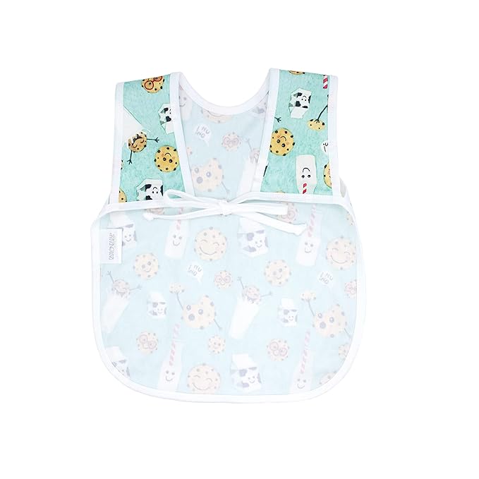 BapronBaby Cookies & Milk Bapron - No Neck Tie Safer Bib for Baby & Toddler - Soft Waterproof Stain Resistant - Machine Washable - Sz Preschool 3-5yrs