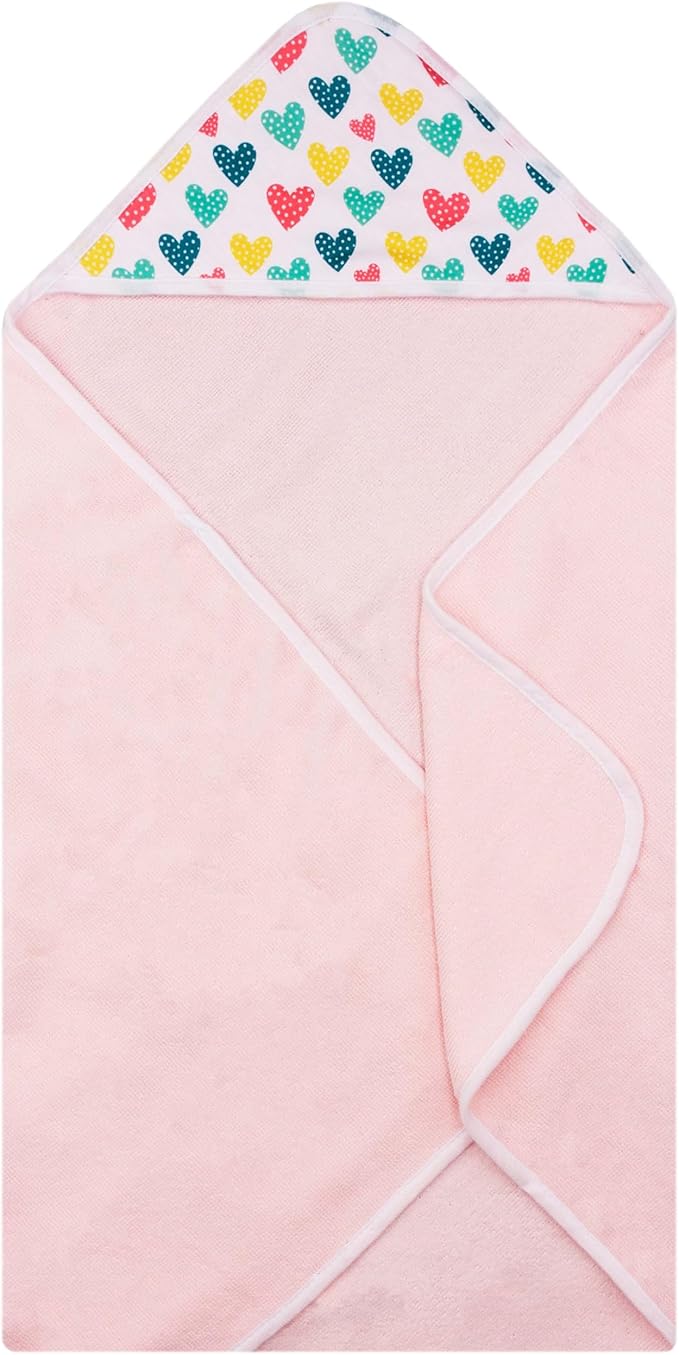 Hooded Baby Towels 3-Pack – Soft Baby Bath Towels with Hood for Newborns & Toddlers, Baby Hooded Towel Set, 30" x 26" (Candy Hearts)