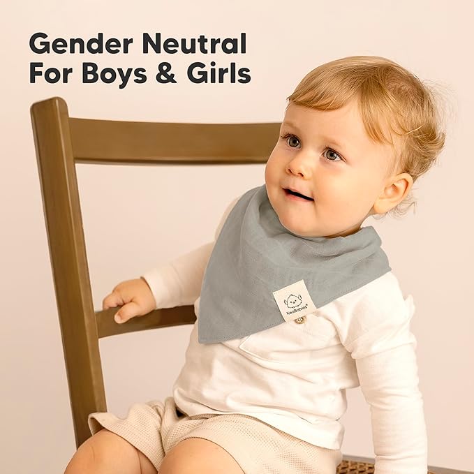 KeaBabies 8-Pack Muslin Baby Bibs for Boys, Girls - Muslin Bandana Drool Bibs for Baby Girl & Boy, Drooling Newborn, Teething Toddler, Infant 0-36 months, 100% Cotton Extra Absorbent & Soft (Nimbus)