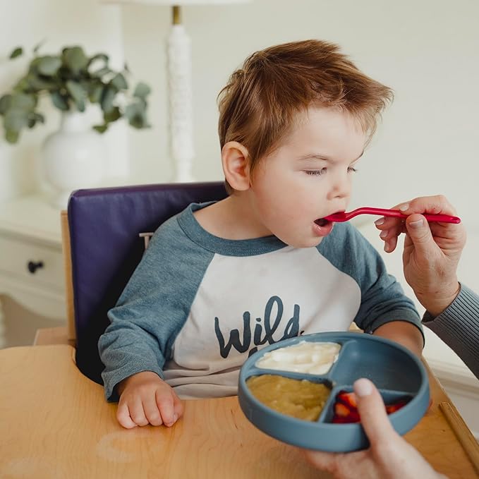 TalkTools Itsy Plate Must-Have Silicone Baby Plates with Suction | Non-Toxic Toddler Feeding Plate | Divided Portion Control Tray | BPA-Free, Easy-Clean, Travel-Friendly Baby Dishware - Made in USA
