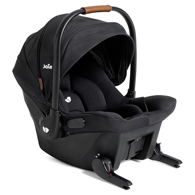 Joie Ginger and Mint Latch Travel System – 4-in-1 Travel System with Base-Free Infant Car Seat & Stroller, Built-in Latch for Easy Install and an Included All-Terrain Stroller (Shale Dark)