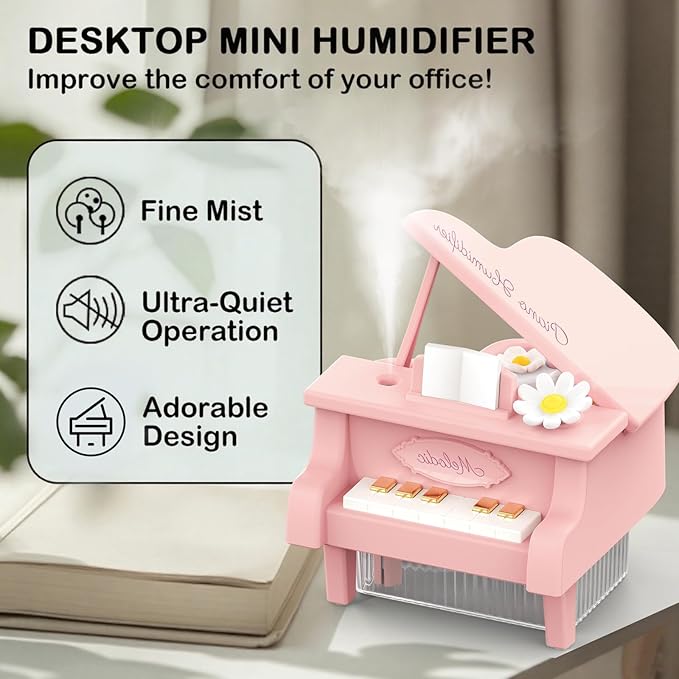 Portable Mini humidifie,350mL Cool Mist Humidifie,1200mAh Quiet for Home/Nursery/Office,Portable Mini Air Moisturizer,rechargeable mini humidifier (Pink)