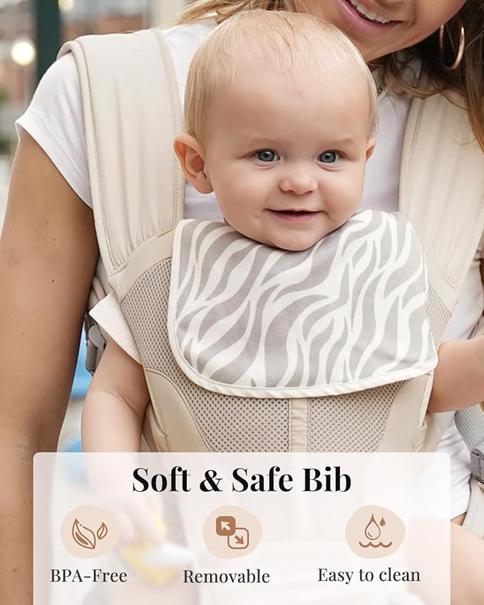 MOMTORY StowNGO Pro Baby Carrier, Safety-Certified 6-in-1 Baby Carrier Newborn to Toddler, Detachable Baby Holder Carrier with Hip Seat, Ergonomic Cozy Baby Body Carrier for 7-50lbs, Khaki