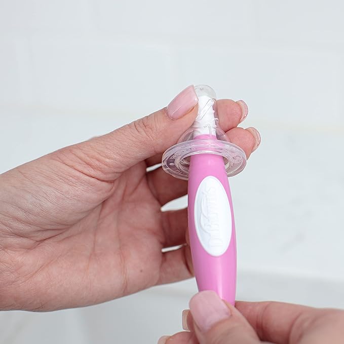 Dr. Brown's Soft Touch No Scratch Baby Bottle Cleaning Brush Nipple Cleaner with Stand and Storage Clip, BPA Free, Pink 1-Pack