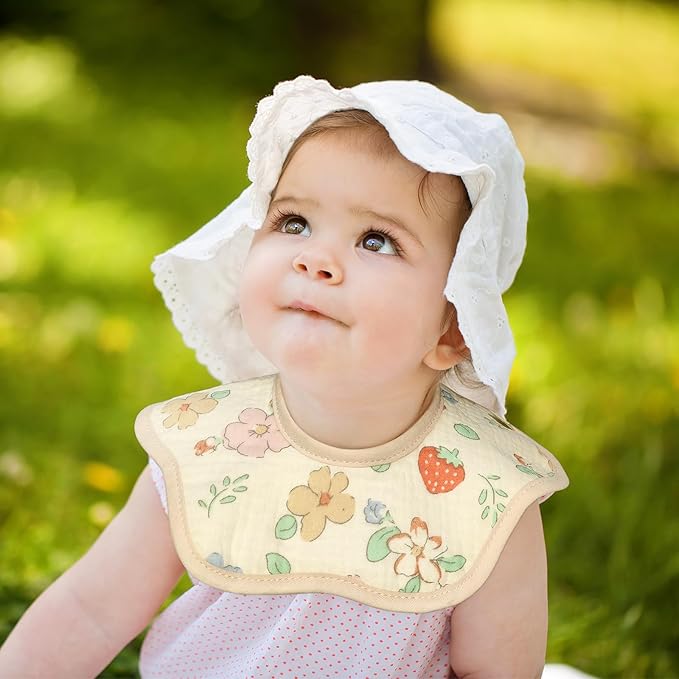 Muslin Baby Bibs for Drooling and Teething Newborn Drool Bibs for Baby Girl Boy