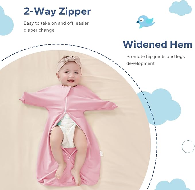 ZIGJOY Shark-Fin Transition Swaddle - 1.0 Tog Baby Sleep Sack Soft Cotton Transitional Swaddle Baby Wearable Blanket