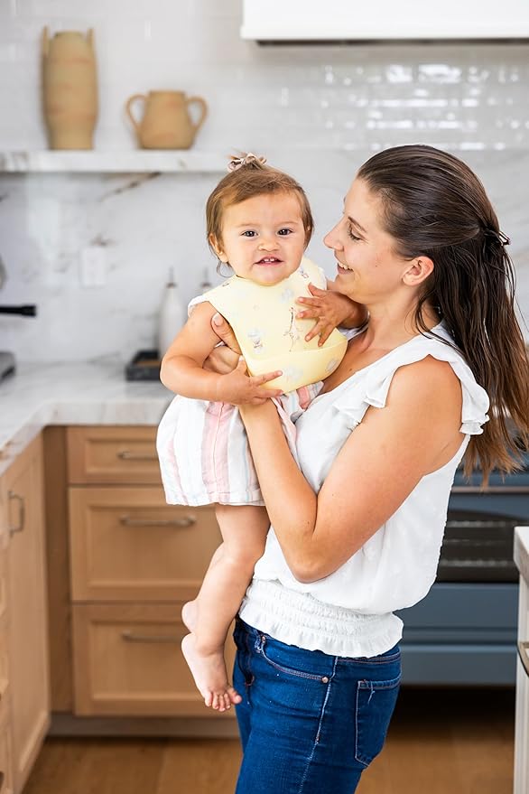 Silicone Baby Bib and Mat | Boys Girls Babies & Toddlers | Waterproof, Adjustable, BPA Free