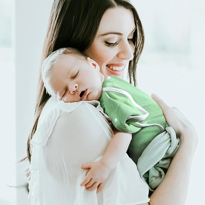 2-Pack Newborn Swaddle Sleep Sack - Baby Transitional Swaddle Sack 0-3 Months, Arms Up Swaddles with Cuff Removable Design, Green Leaves, 100% Cotton Newborn Sacks