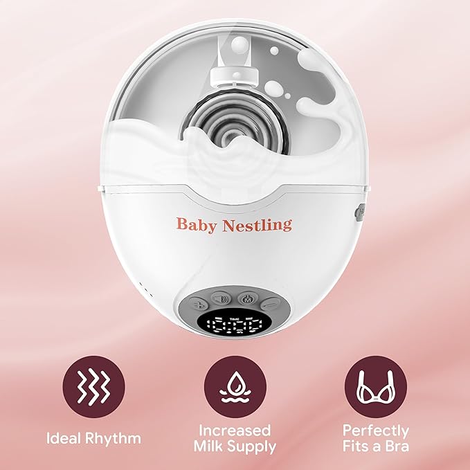 Breast Pump Hands Free, Smart Heated Base Promotes Milk Production, 40dB Quiet, Leak-Free Design, 4 Modes/12 Levels, 2Hr Cordless Wearable Breastfeeding Pump, 2 Pack Gray