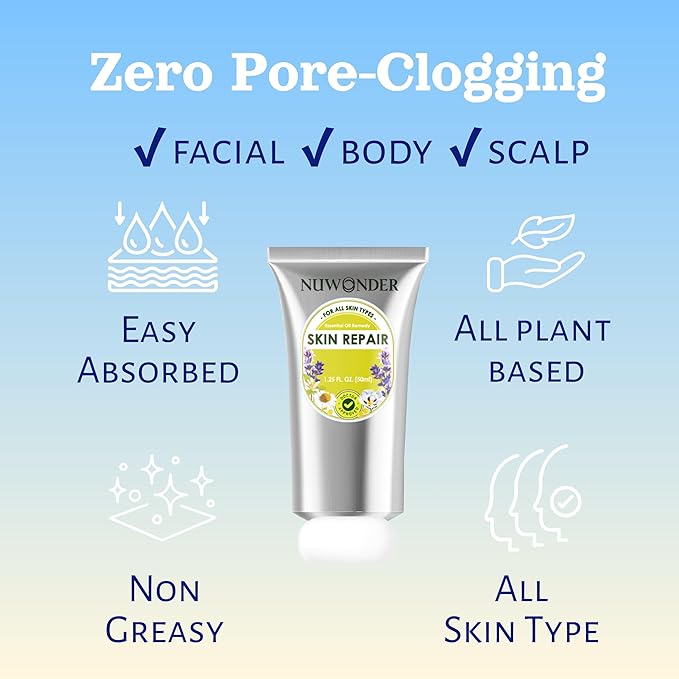 Natural SKIN REPAIR Clinically tested Aromatherapy. Powerful Herbal Essential Oil Soothing Multi-purpose Skin Care Eczema, Dermatitis, Diaper rash, and Sensitive skin. (Green tube 50ml)