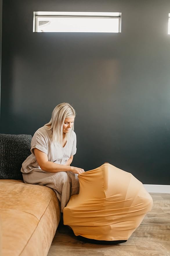 Copper Pearl Multi-Use Cover: Car Seat Covers, Nursing Cover, and Stroller Cover for Sun - Stretchy Fabric, All-Season Use, Stylish Designs, Easy Access for Moms - Dune