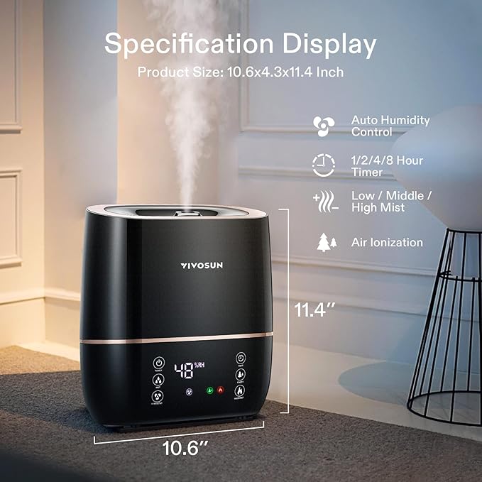 VIVOSUN 2-in-1 Warm and Cool Mist Humidifier, 5L Indoor Ultrasonic Air Humidifier with Essential Oil Tray for Bedrooms, Plants, Offices and Babies