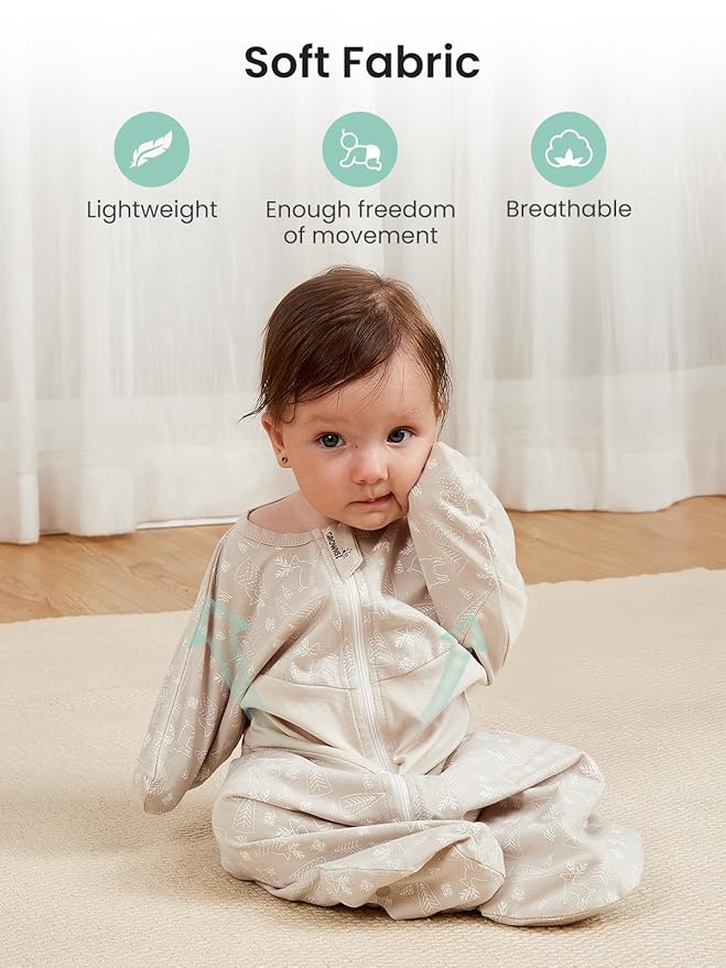 GROWNSY Transitional Swaddle Sleep Sack 6-12 Months, Starfish Design Baby Swaddle Sack, Dual-Zipper for Easy Diaper Changes, Proper Hip Development & Openable Foot Button, 19-27 lbs, Deer